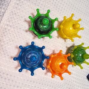 RESIN SET OF 6 CROWN SPARKLE TRINKET BOXES